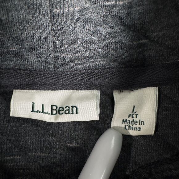 LL Bean Quilted Pullover Sweatshirt Womens Petite Large Dark Gray Mock Neck - Picture 3 of 16